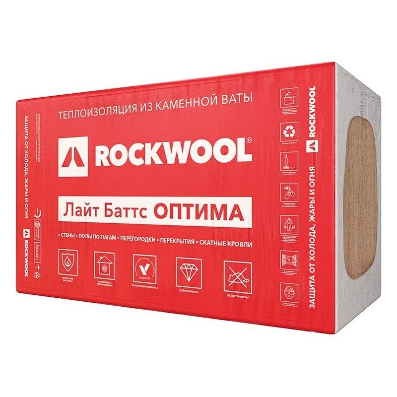 Утеплитель Rockwool Лайт Баттс Оптима базальтовая плита 1000х600х100мм